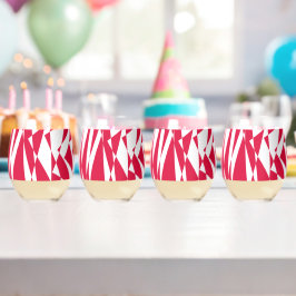 白い赤い抽象芸術錯覚 ステムなしワイングラス