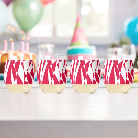 白い赤い抽象芸術錯覚 ステムなしワイングラス (インサイチュ (バースデー))