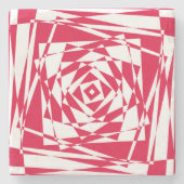 白い赤い抽象芸術錯覚 ストーンコースター (正面)