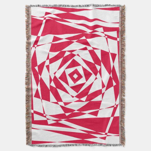 白い赤い抽象芸術錯覚 スローブランケット (正面縦)