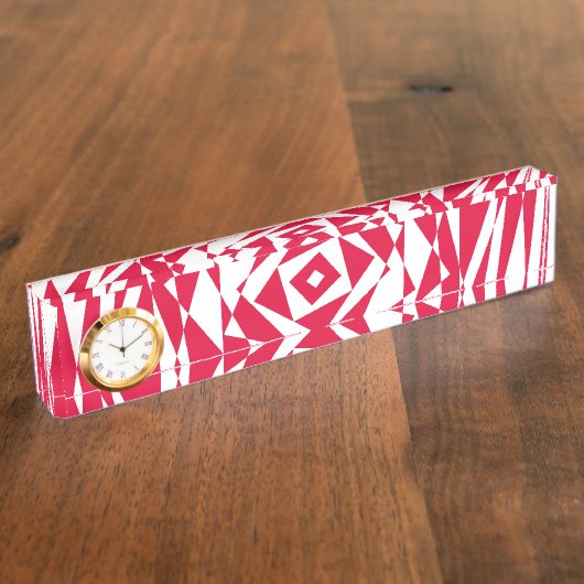 白い赤い抽象芸術錯覚 デスクネームプレート (側面)