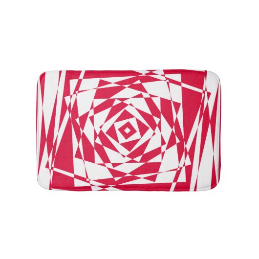 白い赤い抽象芸術錯覚 バスマット (正面)