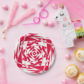 白い赤い抽象芸術錯覚 ペーパープレート (パーティー)