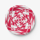 白い赤い抽象芸術錯覚 ペーパープレート (正面)