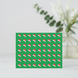 白い赤い緑かわいいサンタハットパターンクリスマス ポストカード