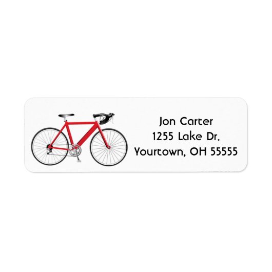 白い赤い自転車 ラベル (正面)