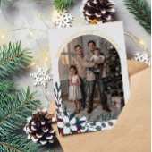 白い赤い花のアーチの写真　ハッピーホリデー 箔シーズンカード