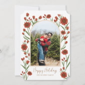 白い赤い花bohoアーチ写真ホリデーカード シーズンカード (正面)