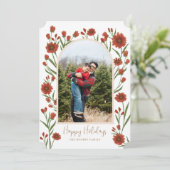 白い赤い花bohoアーチ写真ホリデーカード シーズンカード (スタンド正面)