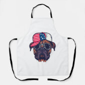白い赤い青を着たボクサー犬 エプロン (正面)