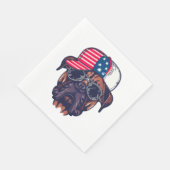 白い赤い青を着たボクサー犬 スタンダードランチョンナプキン (角)