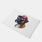 白い赤い青を着たボクサー犬 ドアマット (アングル)