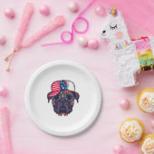 白い赤い青を着たボクサー犬 ペーパープレート (パーティー)