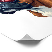 白い赤い青を着たボクサー犬 ポスター (角)