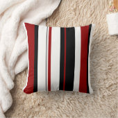 白い赤い黒の垂直ストライプ線 クッション (ブランケット)