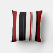 白い赤い黒の垂直ストライプ線 クッション (裏面)