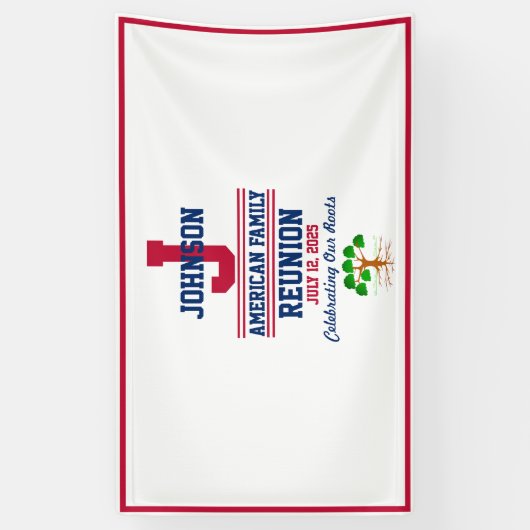 、白い赤い、アメリカの家族会は青祝います 横断幕 (縦)