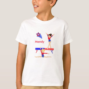 、白い赤い、体操の長袖のTシャツ青い Tシャツ
