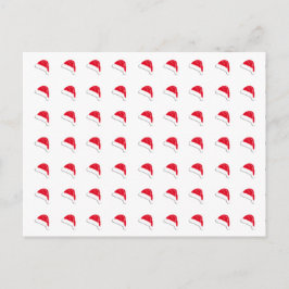 白い赤かわいいサンタハットパターンクリスマス ポストカード
