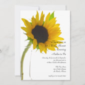 白い赤ちゃんシャワーに黄色のひまわり 招待状 (正面)