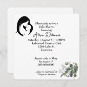 白い赤ちゃんシャワーの母子 招待状 (正面/裏面)