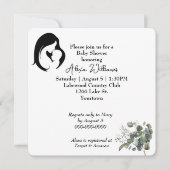 白い赤ちゃんシャワーの母子 招待状 (正面)