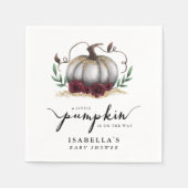 白い赤ちゃんシャワーの途中の小さなカボチャ スタンダードカクテルナプキン (正面)