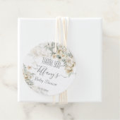 白い赤ちゃんシャワー銀白フローラ サンキュー フェイバータグ (インサイチュ)