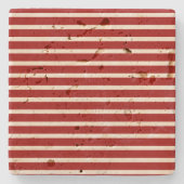 白い赤のストライプ ストーンコースター (正面)