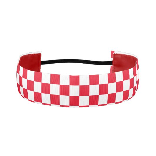 白い赤のチェッカーボード アスレチックヘッドバンド (正面)