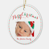 白い赤の緑のカスタムクリスマスオーナメント セラミックオーナメント (左)