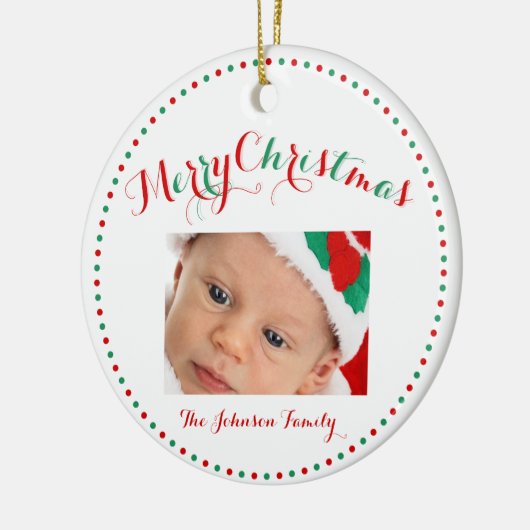白い赤の緑のカスタムクリスマスオーナメント セラミックオーナメント (左)