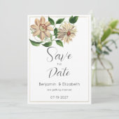 白い赤の緑のフローラ植物日付を保存 招待状 (スタンド正面)