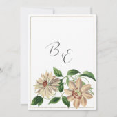 白い赤の緑のフローラ植物日付を保存 招待状 (裏面)