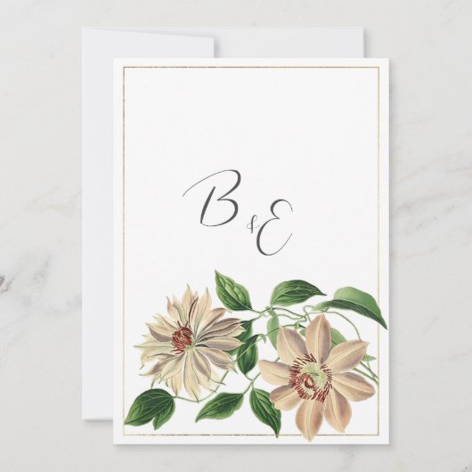 白い赤の緑のフローラ植物日付を保存 招待状 (裏面)