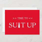 白い赤の背景に合わせる時間 招待状 (正面/裏面)