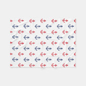 白い赤の青のいかりパターン フリースブランケット (正面(横))