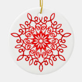 白い赤の飾かわいらしりクリ伝統的スマス セラミックオーナメント (正面)