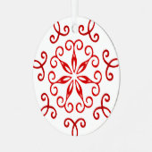 白い赤の飾かわいらしりクリ伝統的スマス メタルオーナメント (正面左)