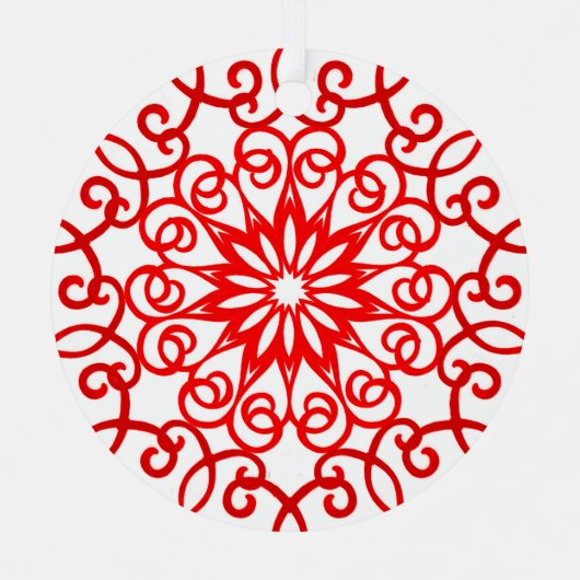 白い赤の飾かわいらしりクリ伝統的スマス メタルオーナメント (正面)