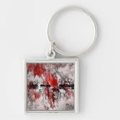 白い赤の黒の抽象化 キーホルダー (正面)
