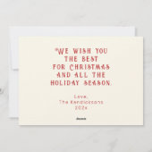 白い赤ロッキングホースヴィンテージクリスマスカード シーズンカード (裏面)