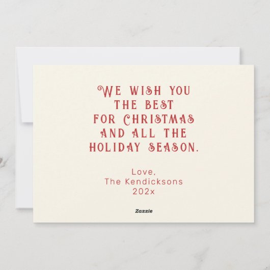 白い赤ロッキングホースヴィンテージクリスマスカード シーズンカード (裏面)