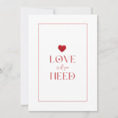 白い赤、愛が必要な全て、ロマンチックなハート 招待状 (正面)