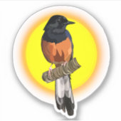 白い起伏のあるシャマ鳥ステッカー シール (正面)