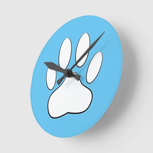 白い足の跡(スカイブルー) ラウンド壁時計 (傾斜)