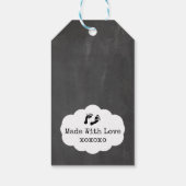 白い足跡を持つ赤ちゃんシャワーの黒板 ギフトタグ (裏面)