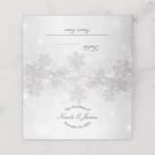 白い輝く雪の結晶の冬の結婚式の座席 プレイスカード (外部開封)