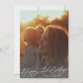 白い輝エレガントく写真ハッピー シーズンカード (正面)