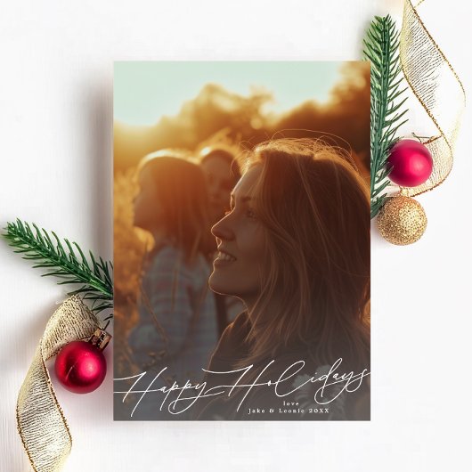 白い輝エレガントく写真ハッピー シーズンカード